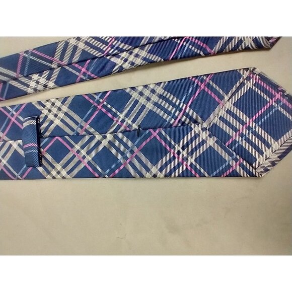 J. Hilburn Silk Tie Blue Pink White Men Necktie Italy Repp 58 X 3.5 - Picture 3 of 9